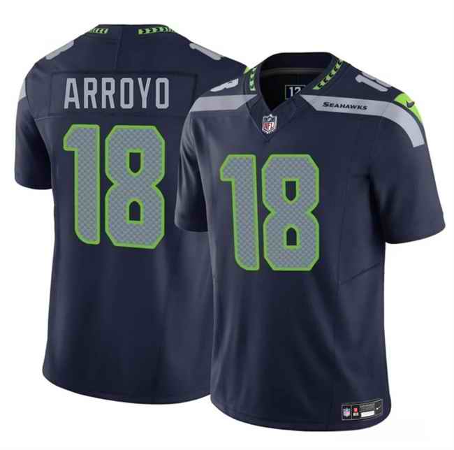 Men's Seattle Seahawks #18 Elijah Arroyo Navy 2025 Draft F.U.S.E Vapor Limited Stitched Football Jersey